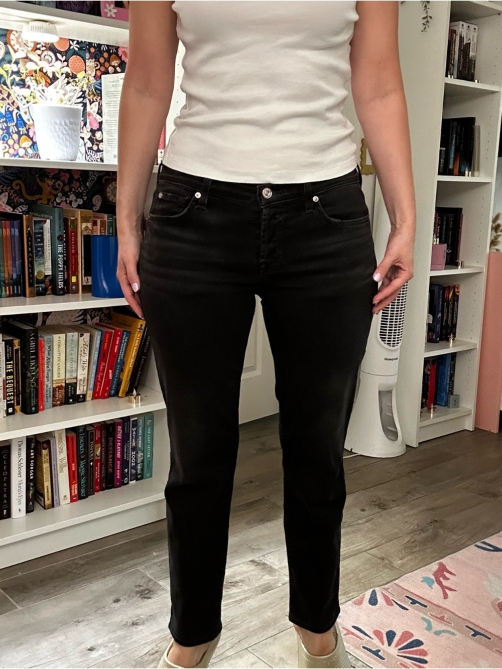 7 For All Mankind Josefina Boyfriend Jeans In Black, Size 28